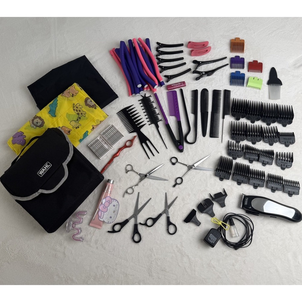 Hairdressing Scissors + Supplies Lot. Wahl Clippers Tribal Cricket 6 Inch Shears